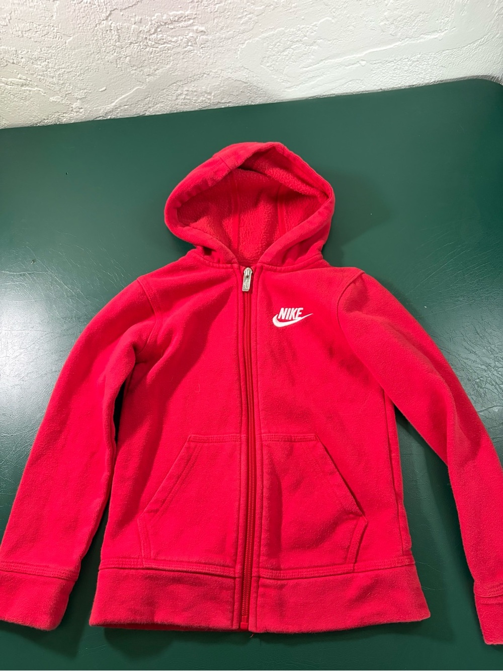 Nike Red Kids Fleece Zip-Up Hoodie with White Logo